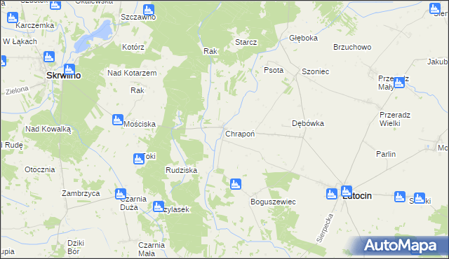 mapa Chrapoń gmina Lutocin, Chrapoń gmina Lutocin na mapie Targeo