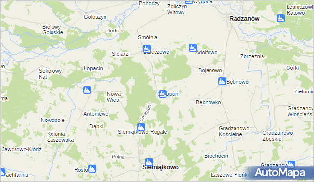 mapa Chrapoń gmina Siemiątkowo, Chrapoń gmina Siemiątkowo na mapie Targeo