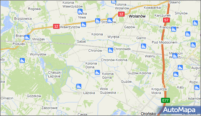 mapa Chronów-Kolonia, Chronów-Kolonia na mapie Targeo