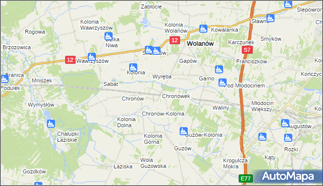 mapa Chronówek, Chronówek na mapie Targeo