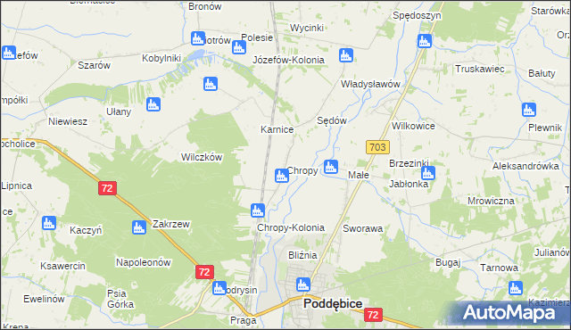 mapa Chropy, Chropy na mapie Targeo