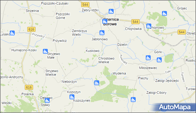 mapa Chrostowo Wielkie, Chrostowo Wielkie na mapie Targeo