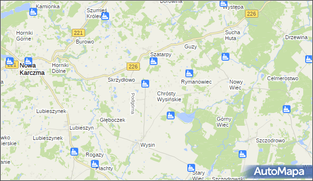 mapa Chrósty Wysińskie, Chrósty Wysińskie na mapie Targeo