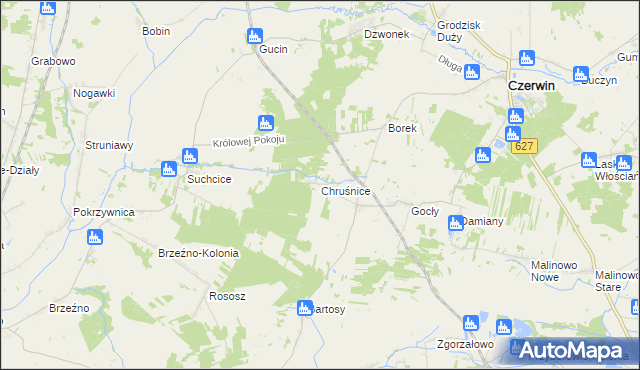 mapa Chruśnice, Chruśnice na mapie Targeo