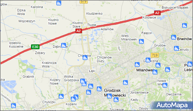 mapa Chrzanów Duży, Chrzanów Duży na mapie Targeo