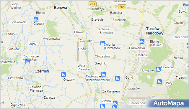 mapa Chrząstów gmina Mielec, Chrząstów gmina Mielec na mapie Targeo