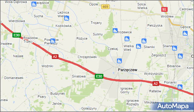 mapa Chrząstów Wielki, Chrząstów Wielki na mapie Targeo