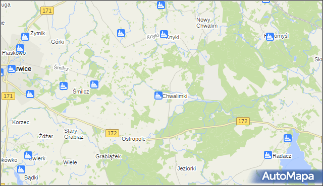 mapa Chwalimki, Chwalimki na mapie Targeo