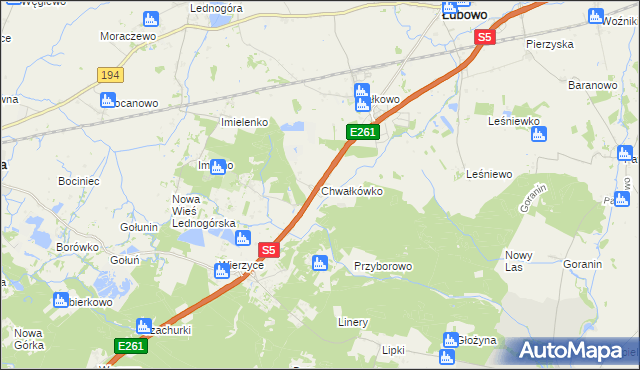 mapa Chwałkówko, Chwałkówko na mapie Targeo