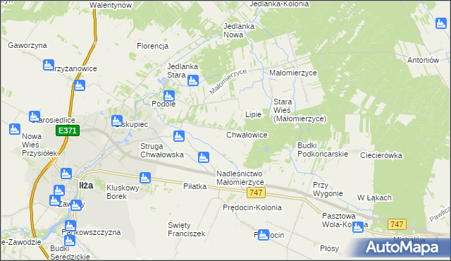 mapa Chwałowice gmina Iłża, Chwałowice gmina Iłża na mapie Targeo