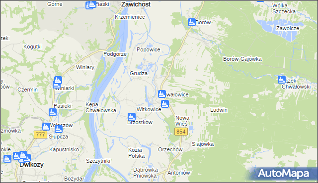 mapa Chwałowice gmina Radomyśl nad Sanem, Chwałowice gmina Radomyśl nad Sanem na mapie Targeo