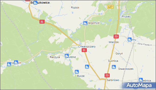 mapa Chwarszczany, Chwarszczany na mapie Targeo