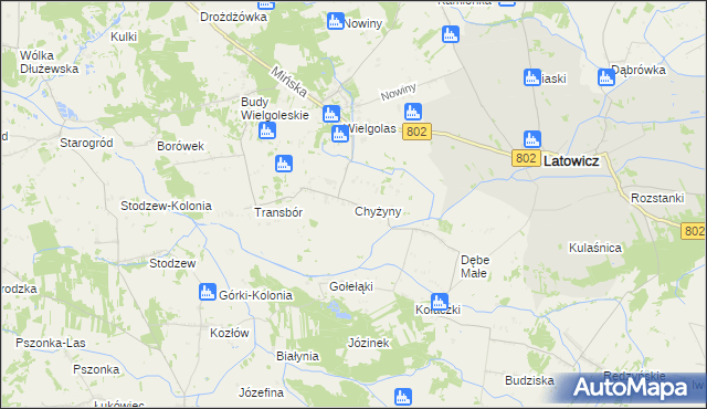 mapa Chyżyny, Chyżyny na mapie Targeo