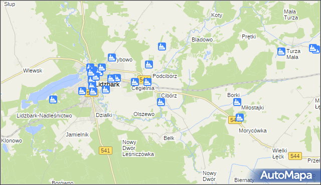 mapa Cibórz gmina Lidzbark, Cibórz gmina Lidzbark na mapie Targeo