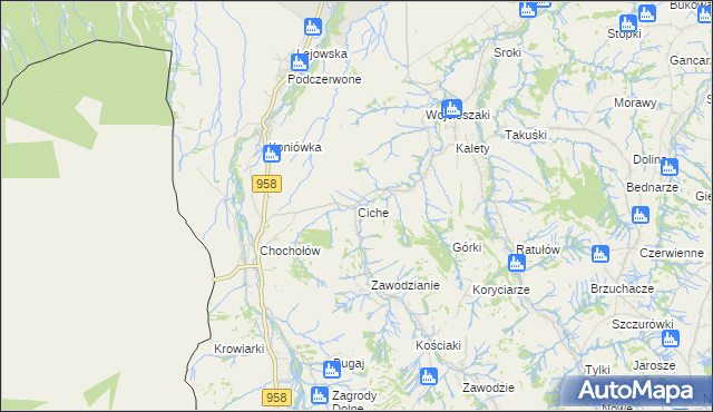 mapa Ciche gmina Czarny Dunajec, Ciche gmina Czarny Dunajec na mapie Targeo