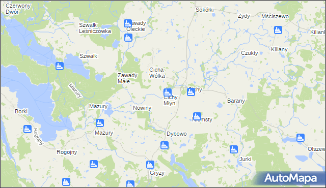 mapa Cichy Młyn, Cichy Młyn na mapie Targeo