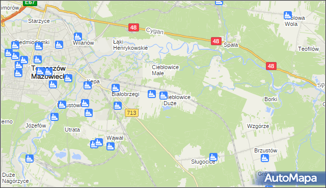 mapa Ciebłowice Duże, Ciebłowice Duże na mapie Targeo