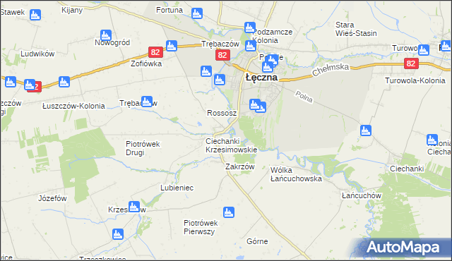 mapa Ciechanki Łęczyńskie, Ciechanki Łęczyńskie na mapie Targeo