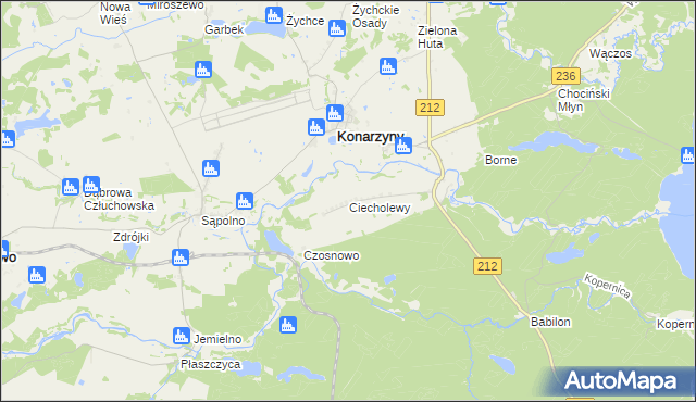 mapa Ciecholewy gmina Konarzyny, Ciecholewy gmina Konarzyny na mapie Targeo