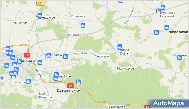 mapa Cieciszów, Cieciszów na mapie Targeo