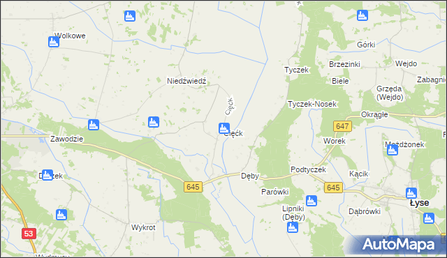 mapa Cięćk, Cięćk na mapie Targeo