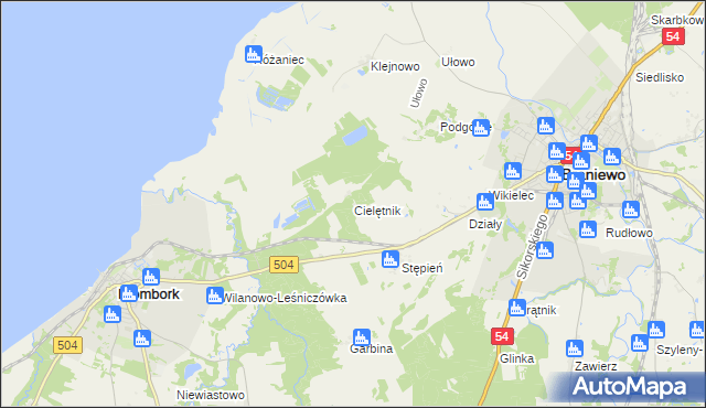 mapa Cielętnik, Cielętnik na mapie Targeo