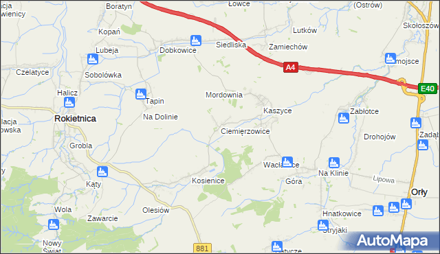 mapa Ciemięrzowice, Ciemięrzowice na mapie Targeo