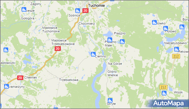 mapa Ciemno gmina Tuchomie, Ciemno gmina Tuchomie na mapie Targeo