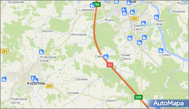 mapa Ciepielów gmina Nowa Sól, Ciepielów gmina Nowa Sól na mapie Targeo