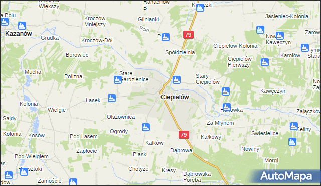 mapa Ciepielów powiat lipski, Ciepielów powiat lipski na mapie Targeo