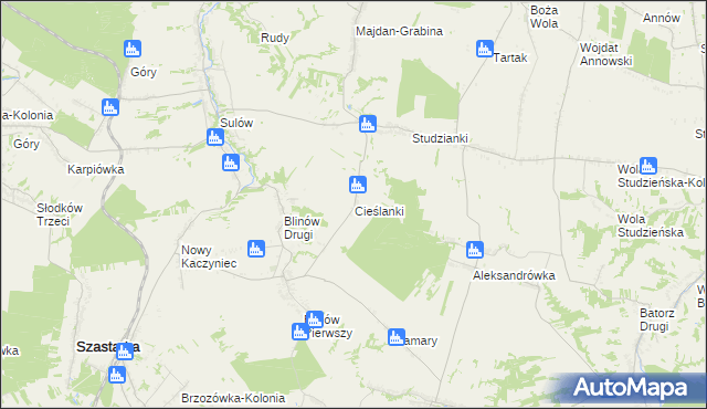 mapa Cieślanki, Cieślanki na mapie Targeo