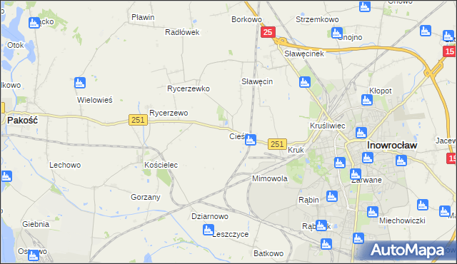 mapa Cieślin gmina Inowrocław, Cieślin gmina Inowrocław na mapie Targeo