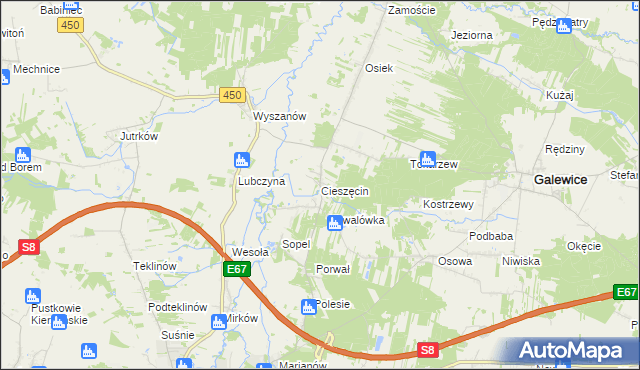 mapa Cieszęcin, Cieszęcin na mapie Targeo