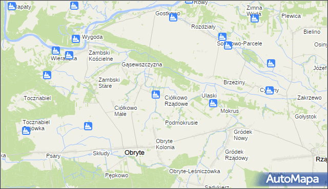 mapa Ciółkowo Rządowe, Ciółkowo Rządowe na mapie Targeo