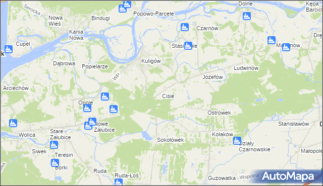 mapa Cisie gmina Dąbrówka, Cisie gmina Dąbrówka na mapie Targeo