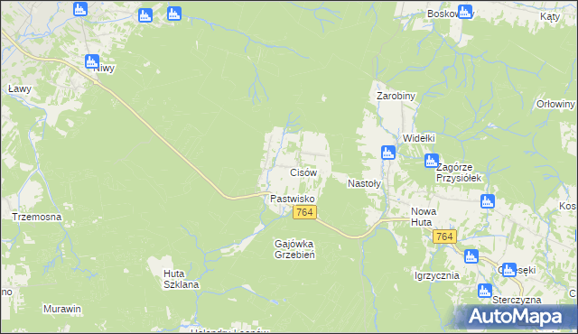 mapa Cisów gmina Daleszyce, Cisów gmina Daleszyce na mapie Targeo