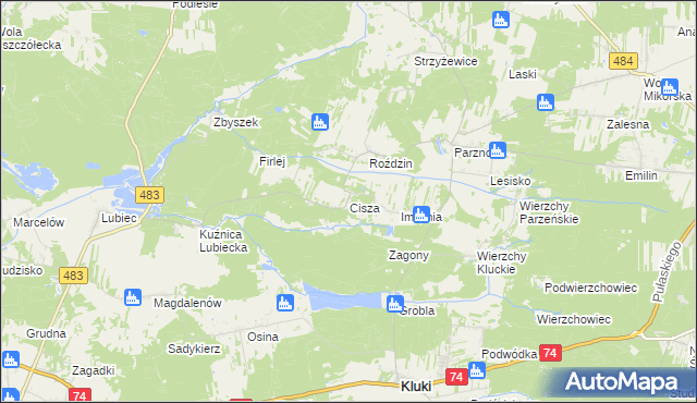 mapa Cisza gmina Kluki, Cisza gmina Kluki na mapie Targeo