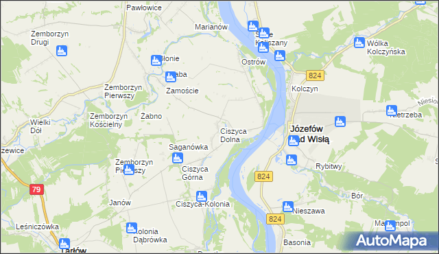 mapa Ciszyca Dolna, Ciszyca Dolna na mapie Targeo