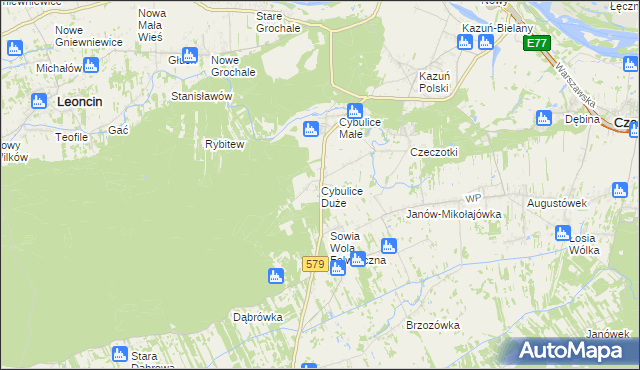 mapa Cybulice Duże, Cybulice Duże na mapie Targeo