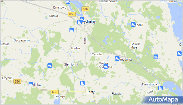 mapa Cybulki, Cybulki na mapie Targeo