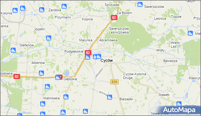 mapa Cyców, Cyców na mapie Targeo