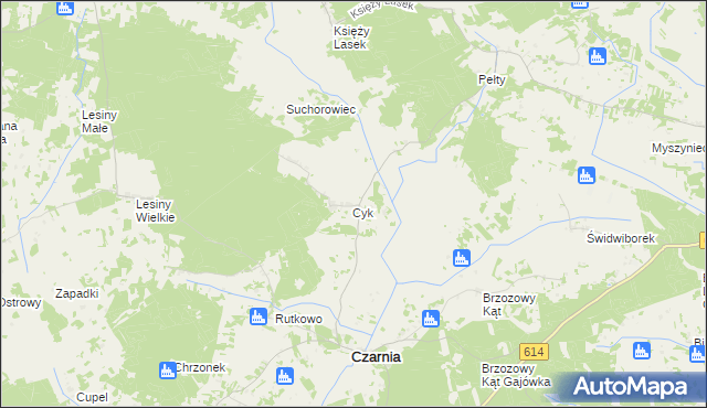 mapa Cyk gmina Czarnia, Cyk gmina Czarnia na mapie Targeo