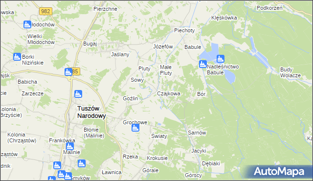 mapa Czajkowa, Czajkowa na mapie Targeo