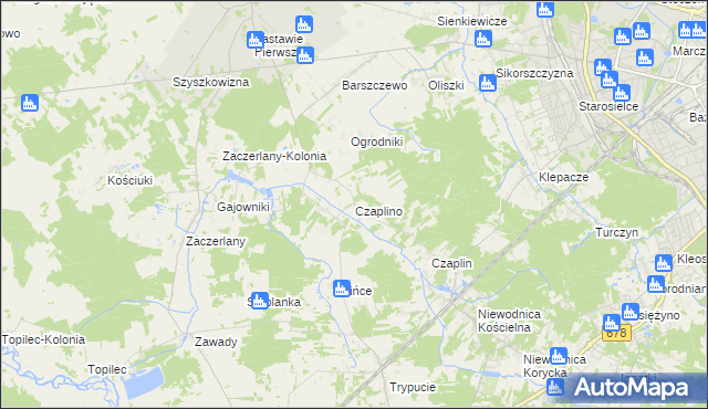 mapa Czaplino gmina Choroszcz, Czaplino gmina Choroszcz na mapie Targeo