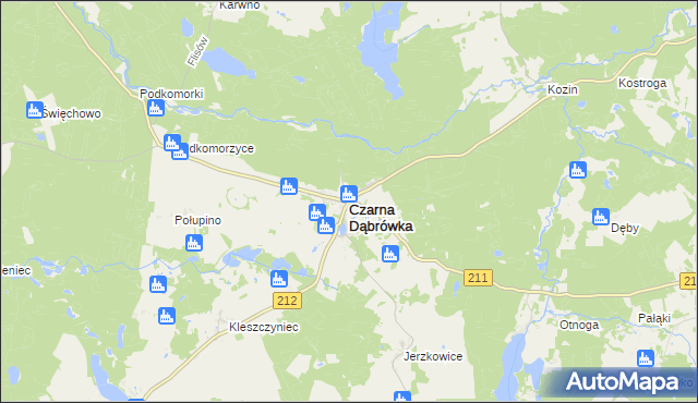 mapa Czarna Dąbrówka powiat bytowski, Czarna Dąbrówka powiat bytowski na mapie Targeo