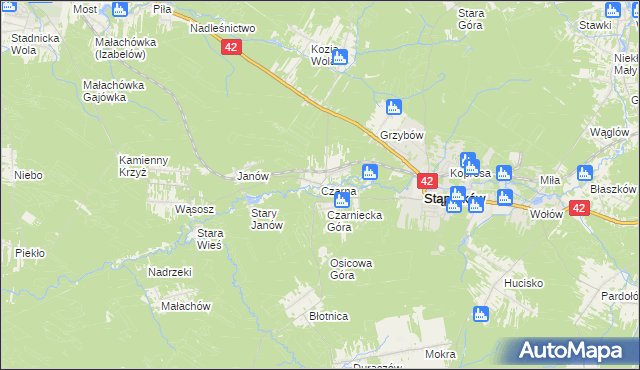 mapa Czarna gmina Stąporków, Czarna gmina Stąporków na mapie Targeo