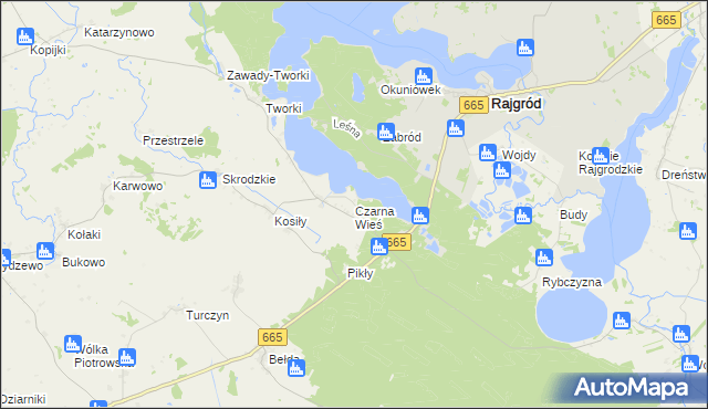 mapa Czarna Wieś gmina Rajgród, Czarna Wieś gmina Rajgród na mapie Targeo