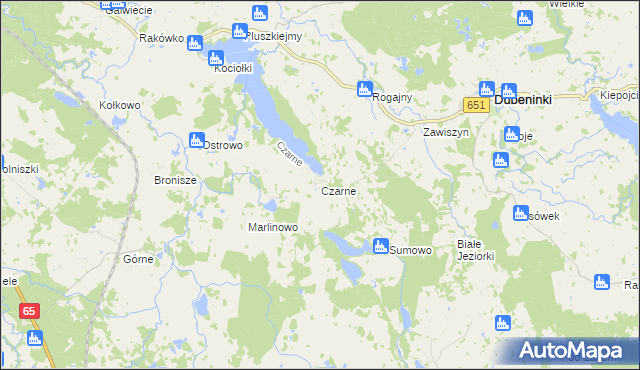 mapa Czarne gmina Dubeninki, Czarne gmina Dubeninki na mapie Targeo