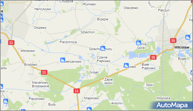 mapa Czarne Piątkowo, Czarne Piątkowo na mapie Targeo