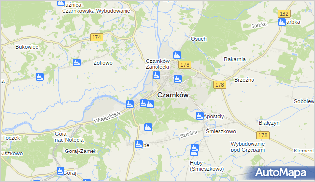 mapa Czarnków, Czarnków na mapie Targeo